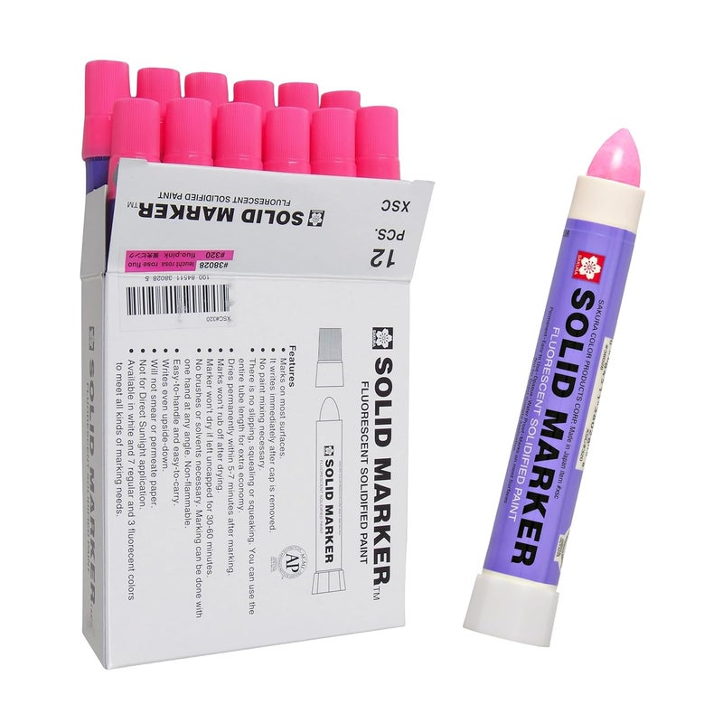 SAKURA SOLID MARKER Sakura Solid Paint Markers - Permanent Marker Pens - Window, Wood & Glass Marker - Fluorescent Pink Paint - 12 Pack - Image 1